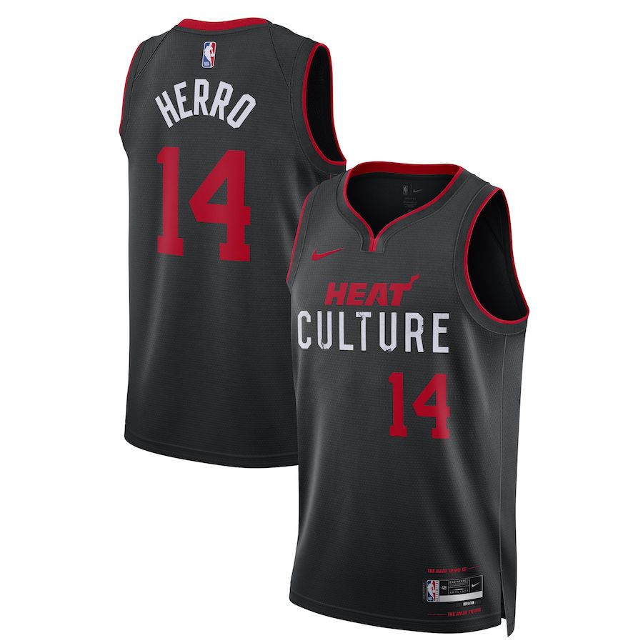 Men Miami Heat 14 Tyler Herro Nike Black City Edition 2023-24 Swingman NBA Jersey